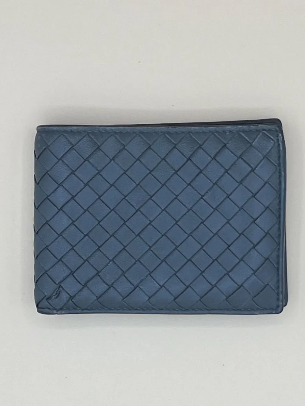 Bottega Veneta Intrecciato Woven Leather Bifold Wallet Grey Made in Italy Unisex